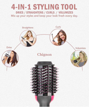 Hot Air Brush Multi-Function Hair Dryer Straightener Curler Comb One Step Professional Salon